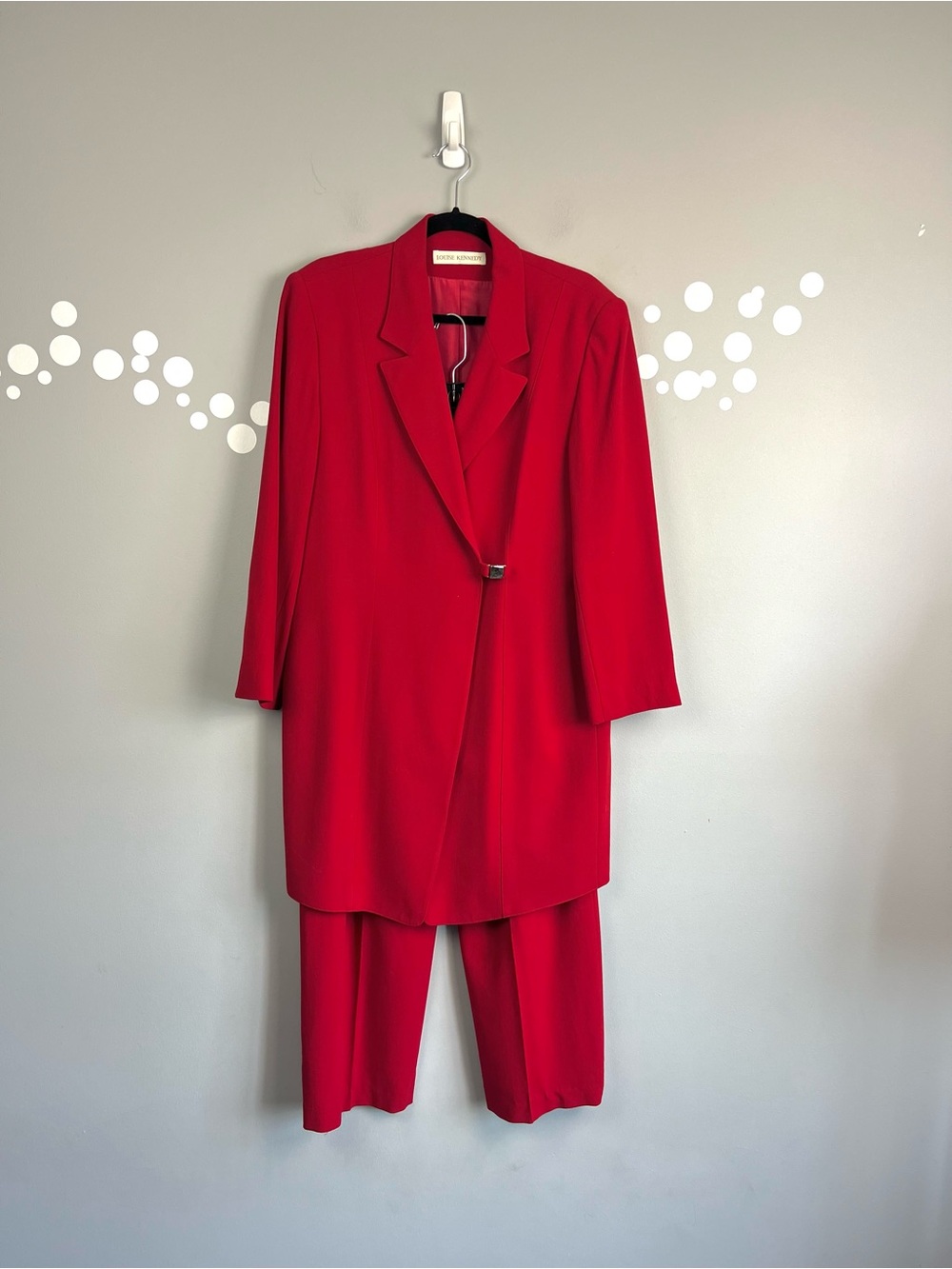 Louise Kennedy Red Wool Pantsuit Ireland Designer Power Suit Luxury Set 12/14
